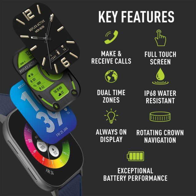 Reflex Active RA29-2182 Amoled Series 29 Smart Watch - Blue