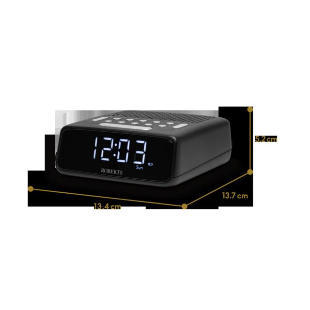 Roberts ORTUSFMBK Fm/Mw Alarm Clock Radio In Black