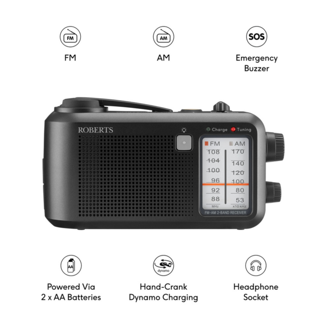 Roberts Radio R9957S Portable FM/AM Radio Black