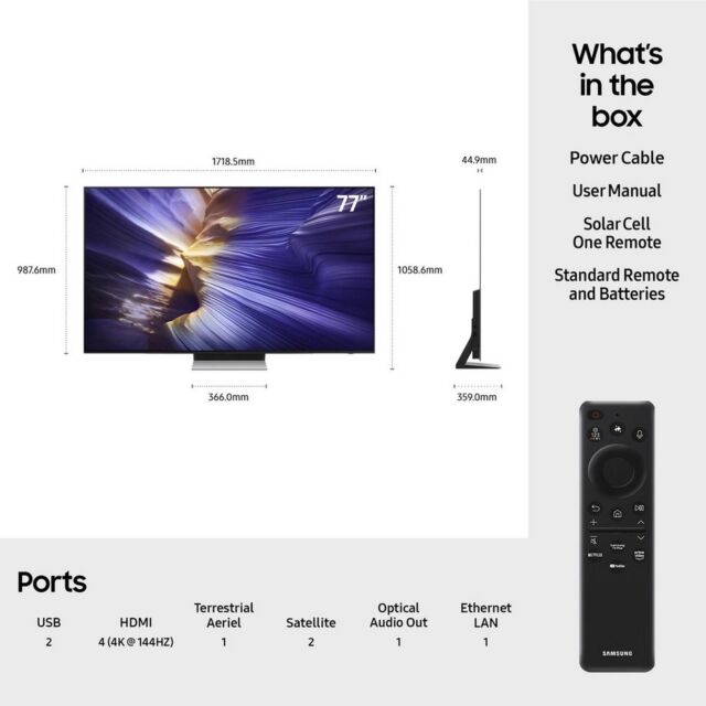 Samsung QE77S90FAEXXU 77inch 4K OLED Smart AI TV