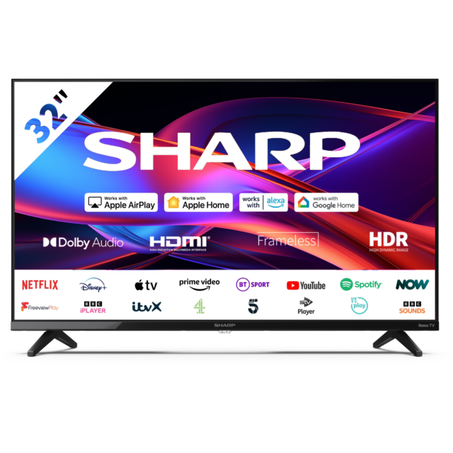 Sharp 1T-C32GD2225K 32inch HD Ready Frameless Smart Roku TV