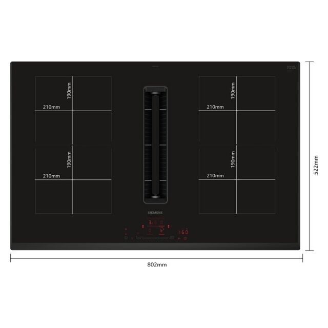 Siemens ED851HQ26E Iq500 80Cm Surface Mount Without Frame Induction Hob With Integrated Ventilation 