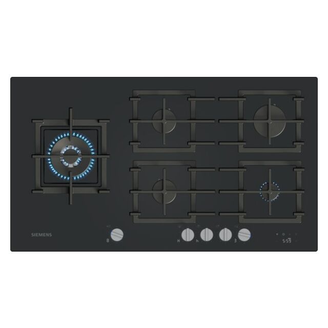 Siemens ER9A6SH40 Iq700 90Cm Tempered Glass Gas Hob - Black