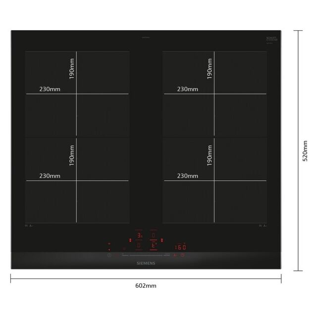 Siemens EX675HXC1E Iq700 60Cm Surface Mount With Frame Induction Hob - Black