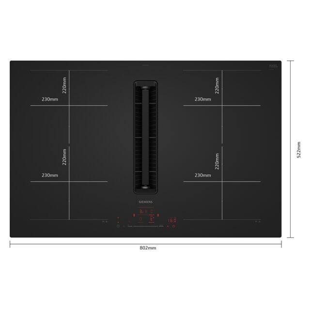 Siemens EX81AHL26E Iq700 80Cm Induction Hob With Ventilation System - Matt Black