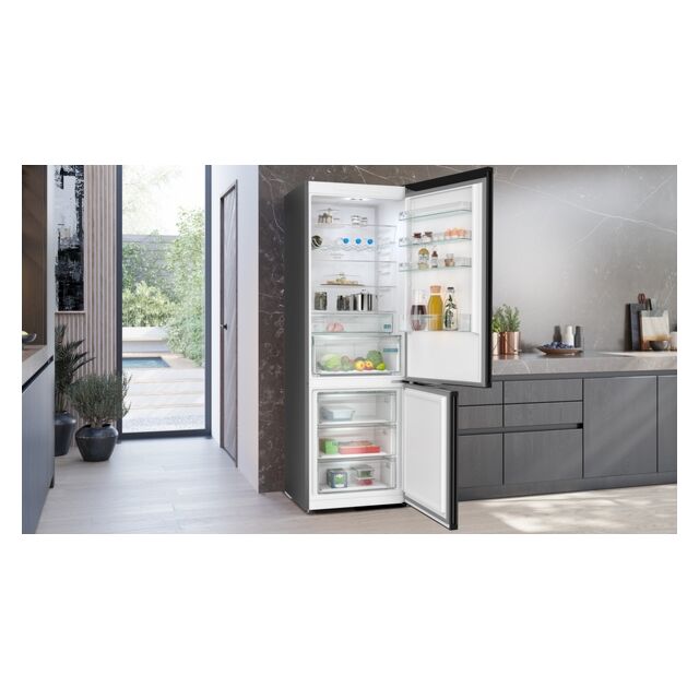 Siemens KG49NXXCF 203x70 noFrost Fridge Freezer - Brushed Black Steel