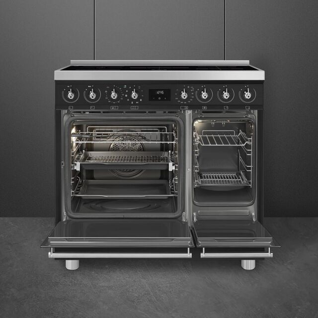 Smeg C92IPMB2 90Cm Symphony Full Electric Range Cooker With Induction Hob In Matt Black