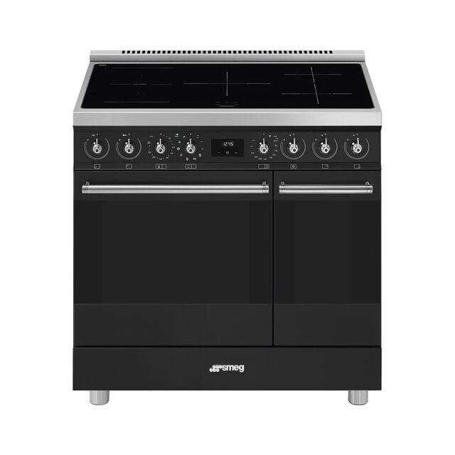 Smeg C92IPMB2 90Cm Symphony Full Electric Range Cooker With Induction Hob In Matt Black