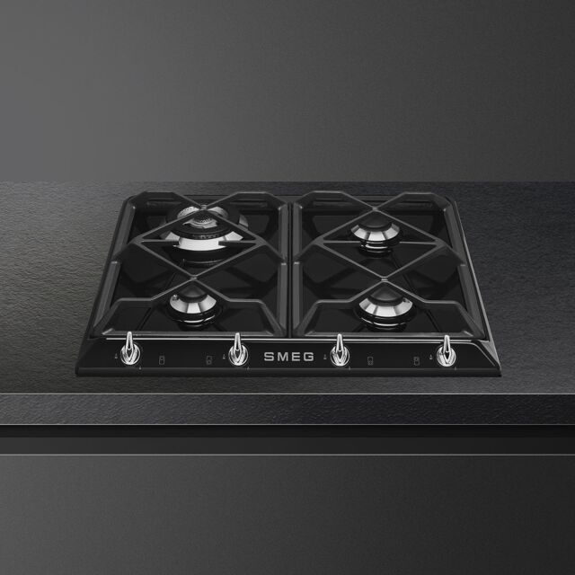 Smeg SR964NGH 60cm Victoria Black 4 Burner Gas Hob