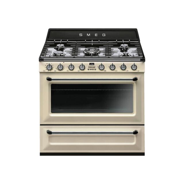 Smeg TR90P9 90cm Victoria Gloss Cream Single Cavity Dual Fuel Traditional Cooker