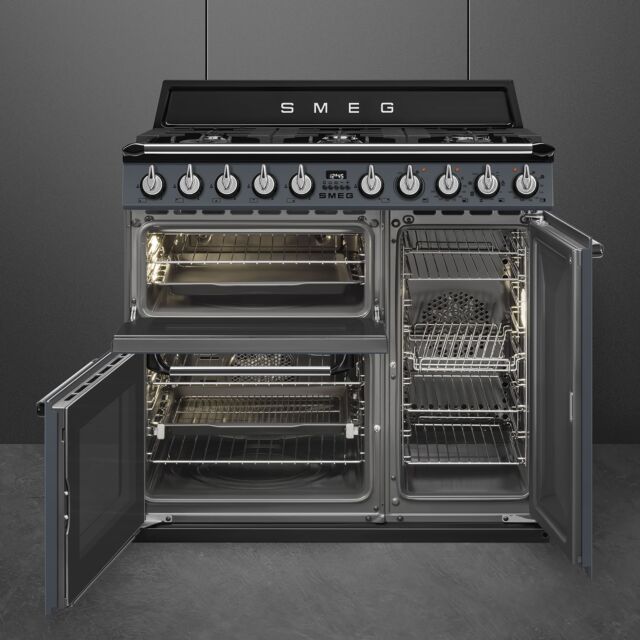 Smeg TR93GR 90cm Victoria Dual Fuel Range Cooker - Slate Grey