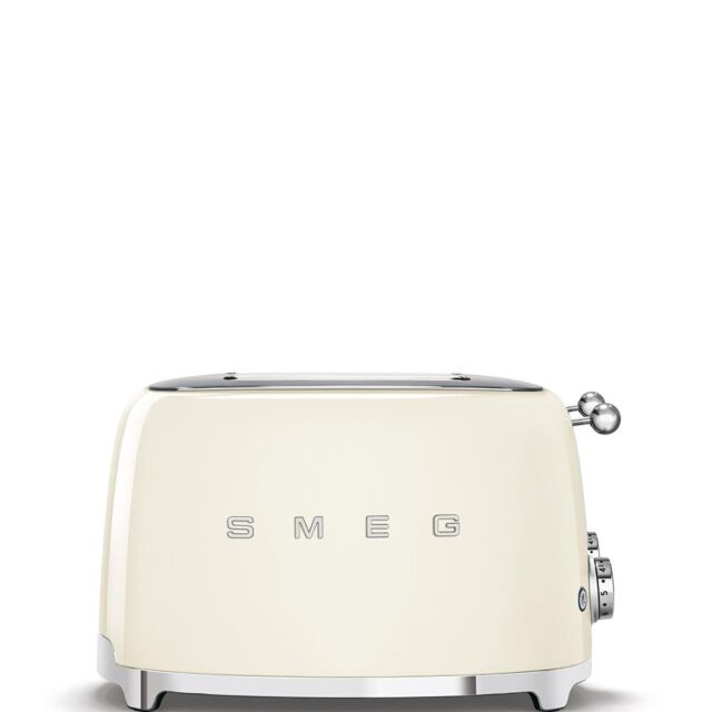 Smeg TSF03CRUK 4 Slice 50'S Style Cream 4 Slice Side By Side Toaster 