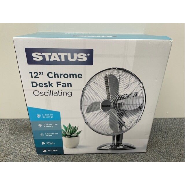 Status FAN12DCH 12' Chrome Desk Fan - 3 Speed