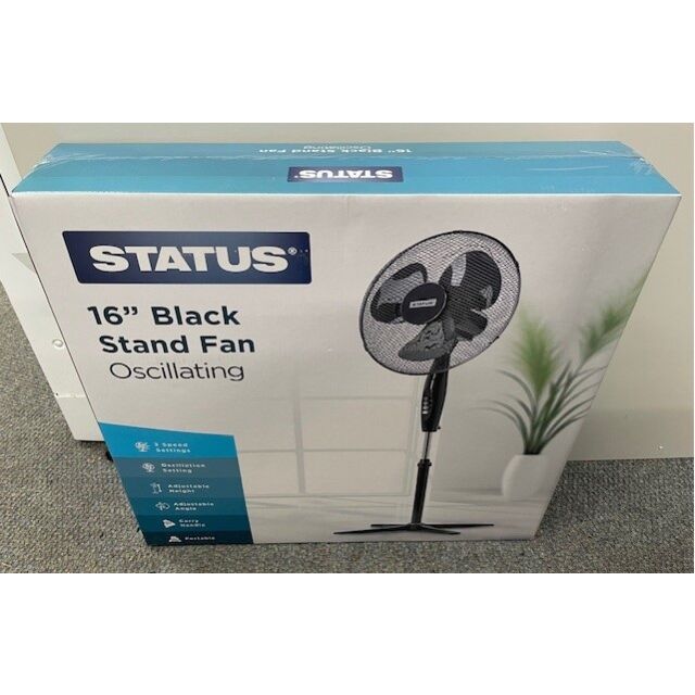 Status FANP16/BLK 16inch Black Pedestal Fan