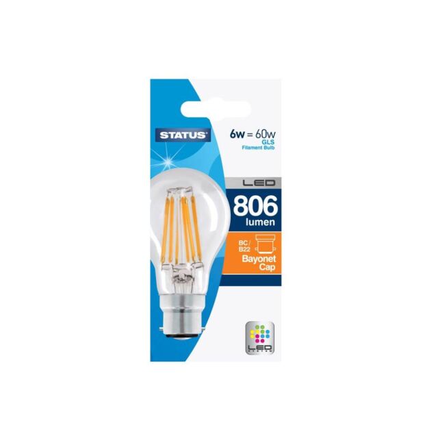 Status LED GLS BC 6W FILAMENT LED GLS BC 6W FILAMENT