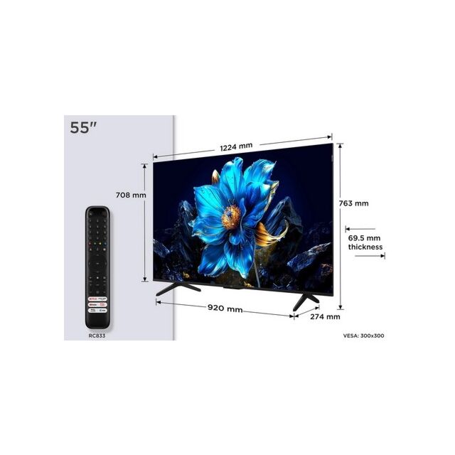 TCL 55P7K-UK 55inch 4K QLED Direct LED HDR Google TV
