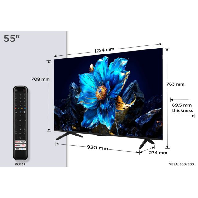 TCL 55P7K-UK 55inch 4K QLED Direct LED HDR Google TV