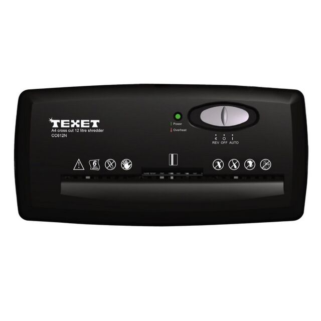 Texet CC612N 12L 6 Sheet A4 Cross Cut Shredder