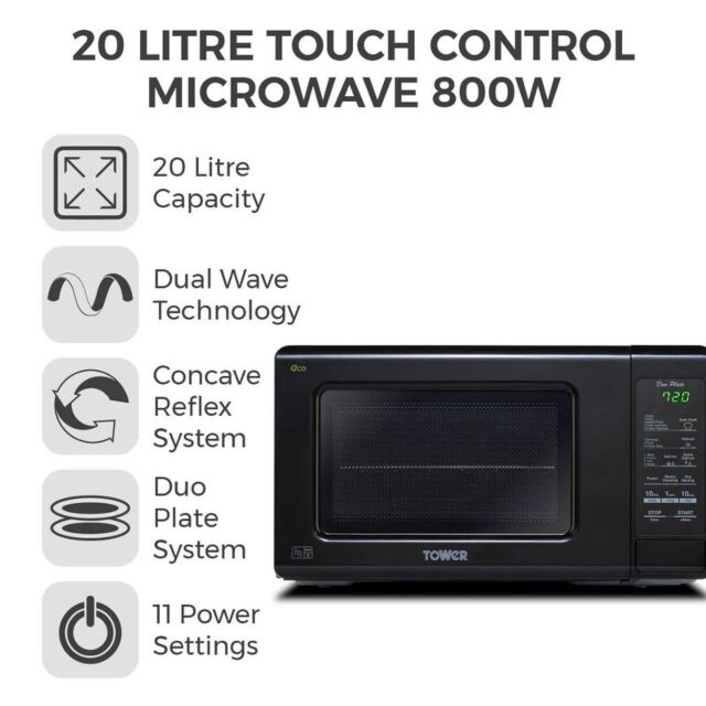 Tower KOR6M1RDBKT Touch Control Microwave With Shelf
