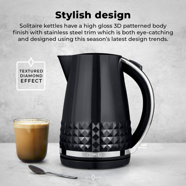 Tower T10075BLK 1.5 Litre Solitaire 3Kw Kettle