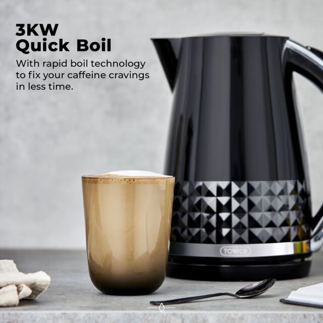 Tower T10075BLK 1.5 Litre Solitaire 3Kw Kettle