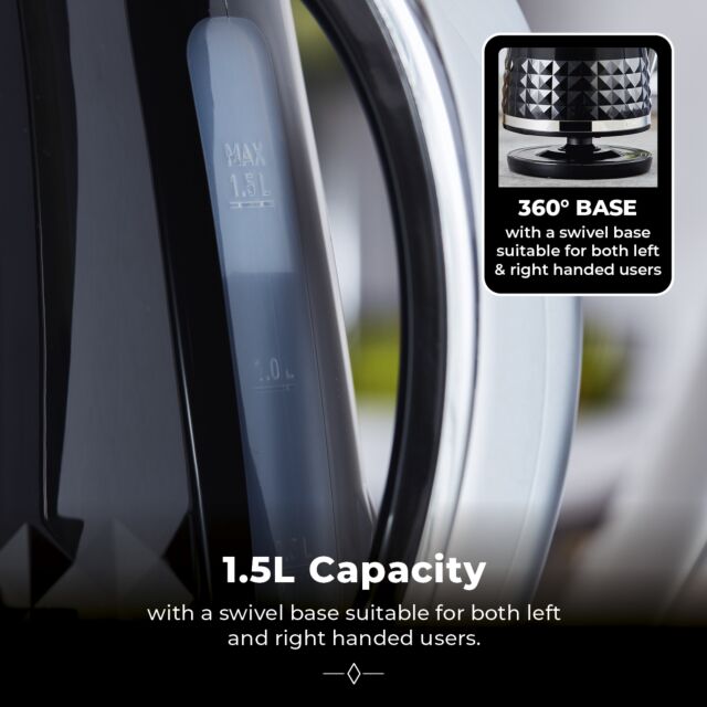 Tower T10075BLK 1.5 Litre Solitaire 3Kw Kettle