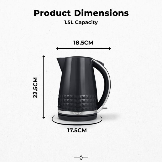Tower T10075BLK 1.5 Litre Solitaire 3Kw Kettle