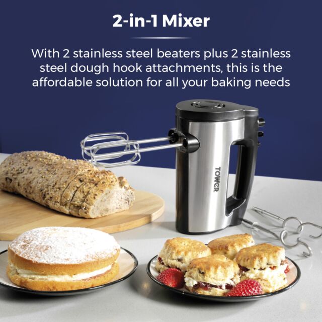 Tower T12016 300W Stainless Steel Hand Mixer