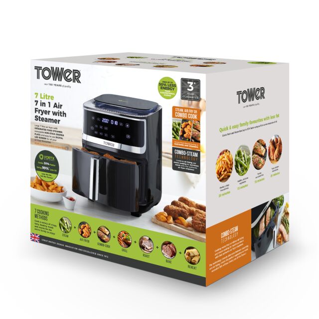 Tower T17101 Vortx 1700W 7L Steam Air Fryer
