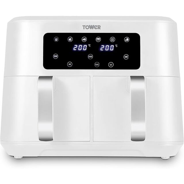 Tower T17137WHT 8.5L Dual Basket Air Fryer - White