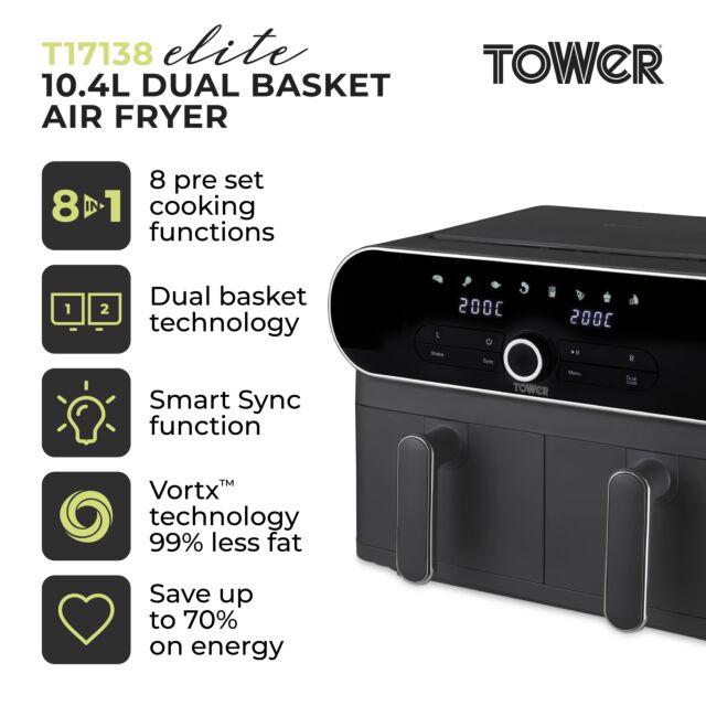 Tower T17138 10.4 Litre Dual Air Fryer