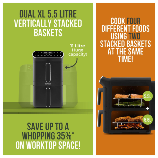 Tower T17190 Dual Layer Air Fryer - 11L Capacity