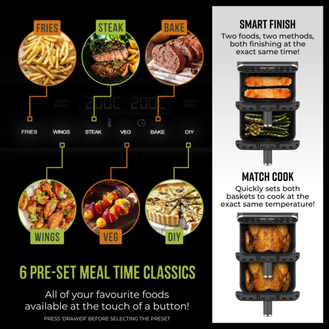 Tower T17190 Dual Layer Air Fryer - 11L Capacity