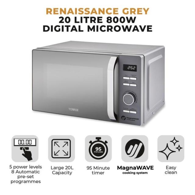 Tower T24039GRY 20L Digital Microwave