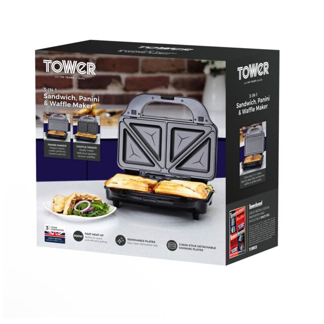 Tower T27020 3 In 1 Deep Fill Sandwich Maker