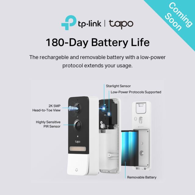 TP-LINK TAPOD230S1 Smart Battery Video Doorbell Camera Kit - White