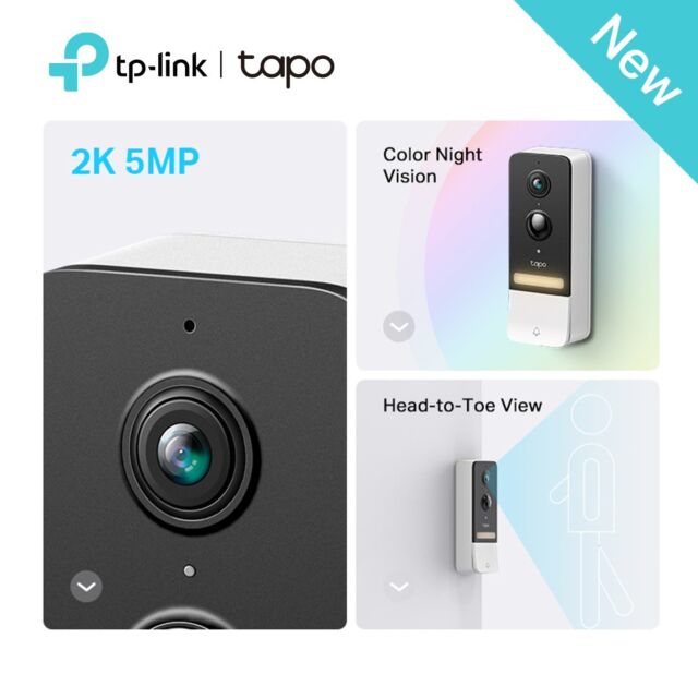 TP-LINK TAPOD230S1 Smart Battery Video Doorbell Camera Kit - White