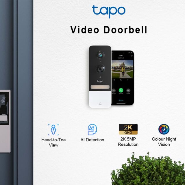 TP-LINK TAPOD230S1 Smart Battery Video Doorbell Camera Kit - White