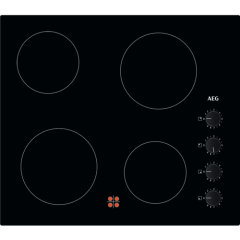 Aeg HK614000CB Radiant Ceramic Hob
60cm Ceramic Hob, 4 Cooking Zones, Rotary side controls
