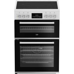 Beko EDC6731W 60cm Double Oven Electric Cooker with Vitroceramic Hob - White