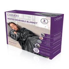 Carmen C81149GRY Heated Wearable Washable Blanket