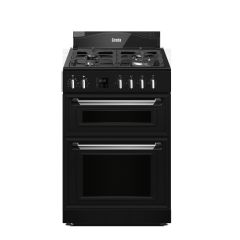 Creda C60DFMRBL 59.8cm Dual Fuel Rangecooker with Double Oven and Gas Hob - Black