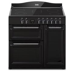 Creda C90RCCTBL 90cm Electric Range Cooker with Triple Oven and Ceramic Hob - Black