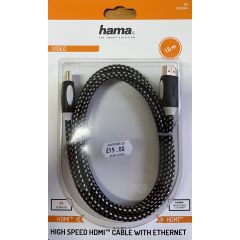 Hama 00205444 HDMI High Speed Cable 1.5M Braided-Gold Plated 